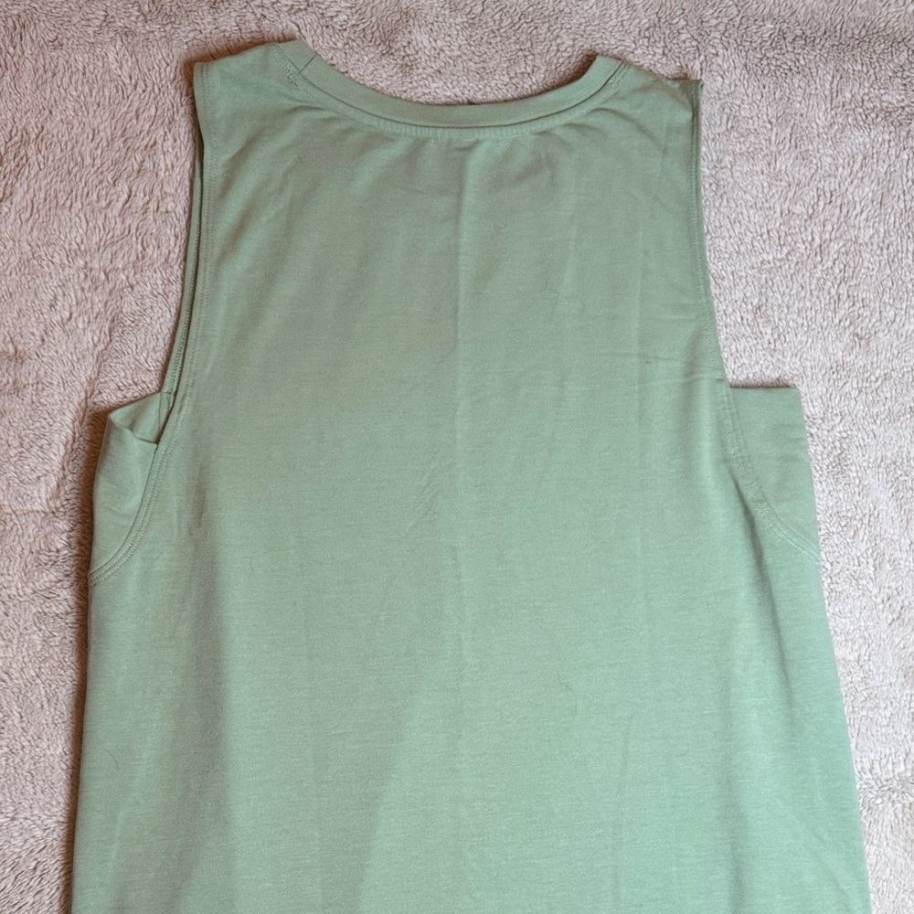 Sleeveless Green Maxi Dress Stretch Pockets Athleisure sz L - Picture 9 of 10